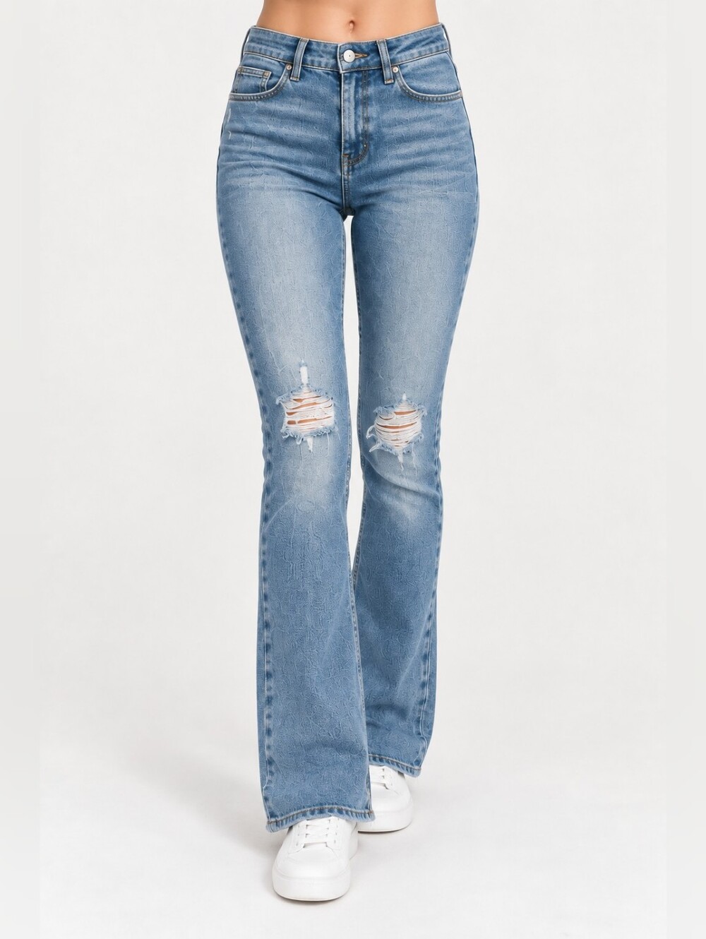 EUC Zara Women Destroyed distressed Highrise split leg bootcut jeans